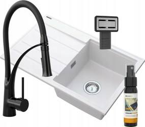 Gránit Mosogató Csaptelep Fehér Fekete Timor