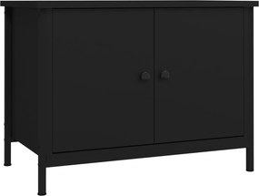 vidaXL fekete szerelt fa TV-szekrény ajtókkal 60x35x45 cm