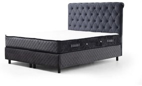 Sötétkék ágyneműtartós boxspring ágy 140x200 cm Sonata – Kalune Design