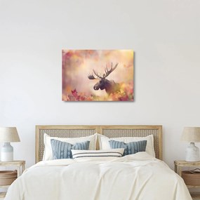 Kép - jávorszarvas az őszi levelekben (üvegen) (70x50 cm)