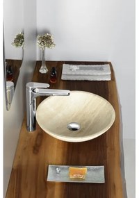 Sapho - BLOK pult fölé helyezhető mosdó, átmérő 40 cm, bézs/travertin
