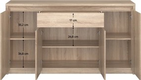 Komód, DTD laminált, tölgy sonoma, NORTY TYP 11