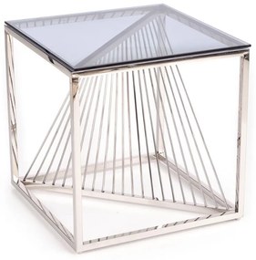 Infinity négyzet alakú dohányzóasztal, átlátszó / ezüst