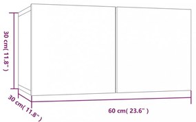 4 db füstös tölgy színű szerelt fa fali TV-szekrény 60x30x30 cm
