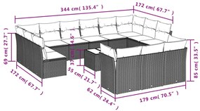 14 részes szürke polyrattan kerti ülőgarnitúra párnákkal