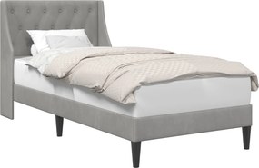 vidaXL Ágykeret fejtámlával Világosszürke 80 x 200 cm Bársony