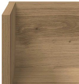 2 db kézműves tölgy színű szerelt fa fali polc 75x16,5x16,5 cm
