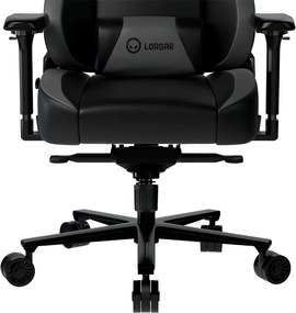 LORGAR Gamer szék, multiblokk mechanizmus, 4D karfák, 5 csillagos alumínium láb, gázlift, PU görgők, szövet műbőr, fekete-szürke