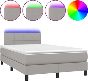 vidaXL világosszürke szövet rugós és LED-es ágy matraccal 120 x 200 cm