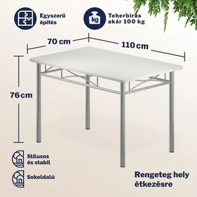 PAUL étkezőgarnitúra, 5 részes, bársony fehér Jurhan