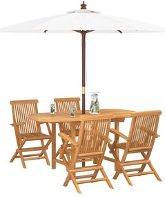 vidaXL Kert étkező szett 5 pcs Barna Tömör Teakfa