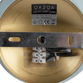 Art Deco mennyezeti lámpa sárgarézzel és kék üveggel - Pallon