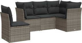 vidaXL 5 részes szürke polyrattan kerti ülőgarnitúra párnákkal