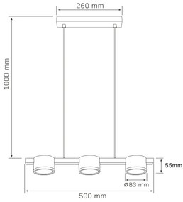 LED Csillár zsinóron MIRELLA 3xGX53/6W/230V fekete