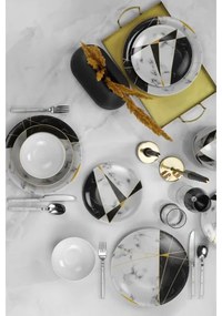 24 részes étkészlet fekete/fehér/arany/porcelán