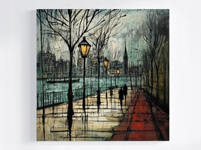 Poszter Város Folyó Utca Sétány Emberek Séta 40x40