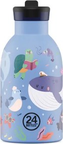 24BOTTLES Kids Clima 330ml rozsdamentes acél termosz szívószálas kupakkal, Ocean Friends