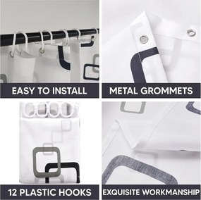 Zuhanyfüggöny - NEW GEOMETRY - Impregnált textil - 180 x 200 cm