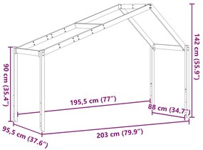fehér tömör fenyőfa gyerekágytető 203 x 95,5 x 142 cm