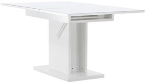 Asztal Dallas 3749Fehér, 76x90x120cm, Hosszabbíthatóság, Edzett üveg, Közepes sűrűségű farostlemez, Közepes sűrűségű farostlemez