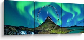 Kép - Kirkjufell, Izland (órával) (90x30 cm)