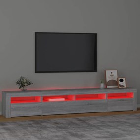 szürke sonoma színű TV-szekrény LED-lámpákkal 240x35x40 cm