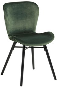 Batilda design szék, zöld bársony, fekete láb