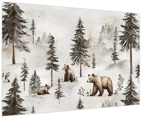 Kép - Erdő medvékkel (90x60 cm)