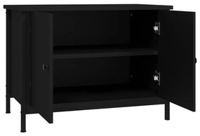 fekete szerelt fa TV-szekrény ajtókkal 60x35x45 cm