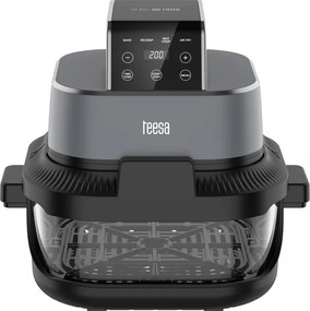 TEESA Üveg légforrós friter 4L, 1,5 L, 1500W zsírmentes fritőz, fekete