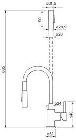 ALVEUS KI112111 - Mosogató csaptelep BEA 47 cm flexibilis kar króm/fekete