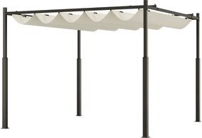 Outsunny Pergola Pavilon 3x3 m Vízálló Kihúzható Rugalmas Tetővel, Pavilon a Kert Terasz Erkély Veranda Patióra medencénk külsején, Fém Struktúrával,
