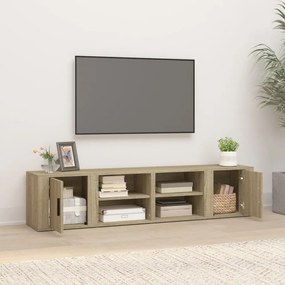 2 db sonoma tölgy színű szerelt fa TV-szekrény 80x31,5x36 cm