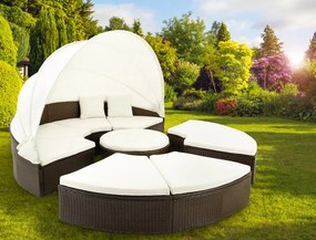 Deuba Rattan kerti ágy LAZY BIG Ø230 cm - barna