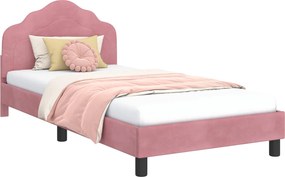 vidaXL Gyerekágy kerettel fejtámlával Rózsaszín 90 x 190 cm Bársony