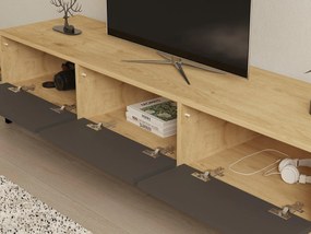 TV asztal/szekrény Samove 3 (zafír tölgy + fekete + antracit). Akció -24%. 1095217