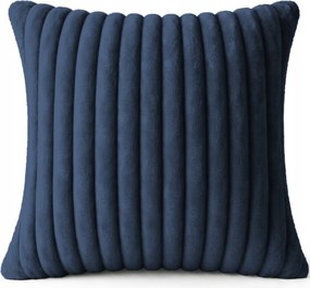 Dekoratív Párnahuzat Dombornyomott Csíkos 45X45 Plüss Sötétkék 546