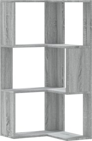 vidaXL 3 szintes szürke szerelt fa sarok könyvespolc 50 x 50 x 102 cm