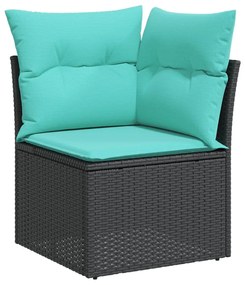 4 részes fekete polyrattan kerti ülőgarnitúra párnával