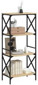 4 szintes sonoma tölgy szerelt fa könyvespolc 59 x 35 x 132 cm