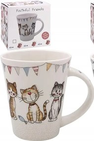 Porcelán Bögre Faithful Friends Hűséges Barátok Macskák Zászlók és Halak