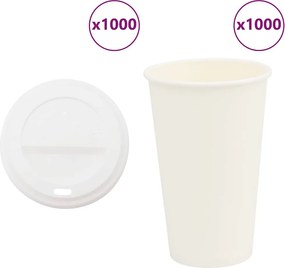 vidaXL 1000 db papír kávéscsészék fedővel 16oz 400ml