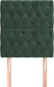 sötétzöld bársony fejtámla 80x7x118/128 cm