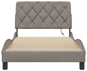 tópszínű szövet ágykeret LED-ekkel matrac nélkül 100x200 cm