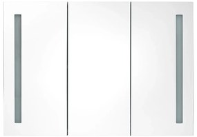 fehér tölgyszínű fürdőszobaszekrény LED világítással 89x14x62cm