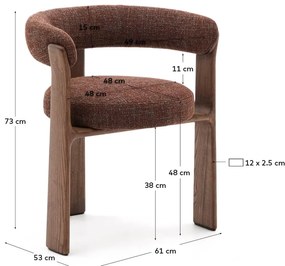 Barna kőrisfa karfás étkezőfotel Granite – Kave Home