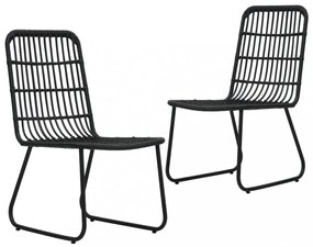 2 db fekete polyrattan kerti szék