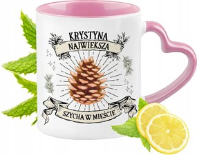 Krisztina bögre rózsaszín, szív alakú füllel Kávés Ajándék