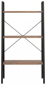 3 szintes sötétbarna és fekete állópolc 56 x 35 x 108 cm