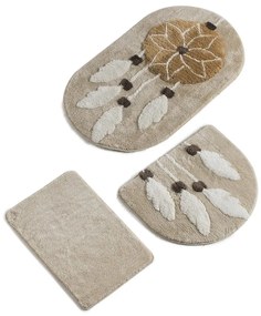 Világosbarna fürdőszobai kilépő szett 3 db-os 100x60 cm Ruya – Foutastic